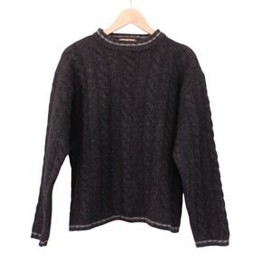 VINTAGE Woolrich Sweater Women Dark Gray Cable knit Crew Neck Size Medium